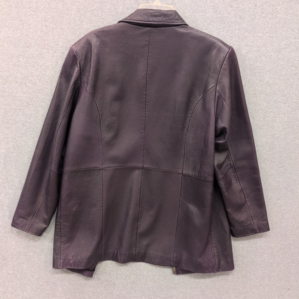 Centigrade Leather Purple Full Zip Jacket Womens Large Plum Genuine Leather Coat - Picture 9 of 12